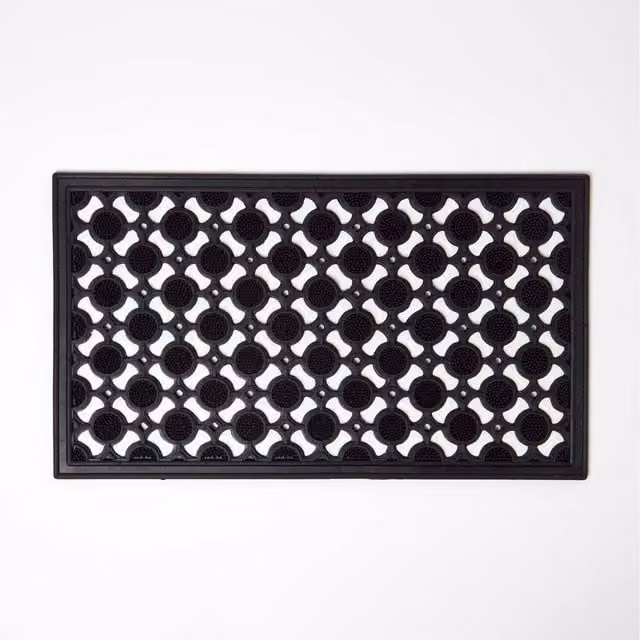 Homescapes Black Rubber Doormat, W/D: 70 x 40 cm