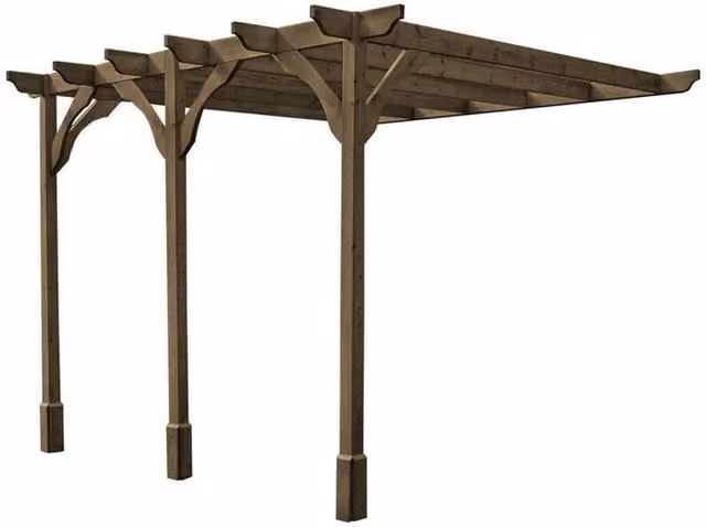 Rutland County Garden Furniture Ltd Wall Mounted Premium Lean-to Pergola, Brown, W: 660 cm, D: 420 cm, H: 270 cm