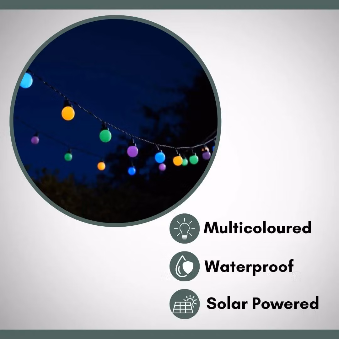 Marco Paul Multicoloured Solar Powered LED Sphere Festoon String Lights – 3