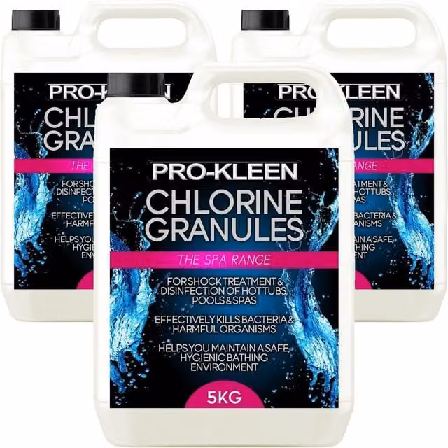 ProKleen Stabilised Chlorine Granules for Hot Tubs, Spas and Pools, 3 x 5kg