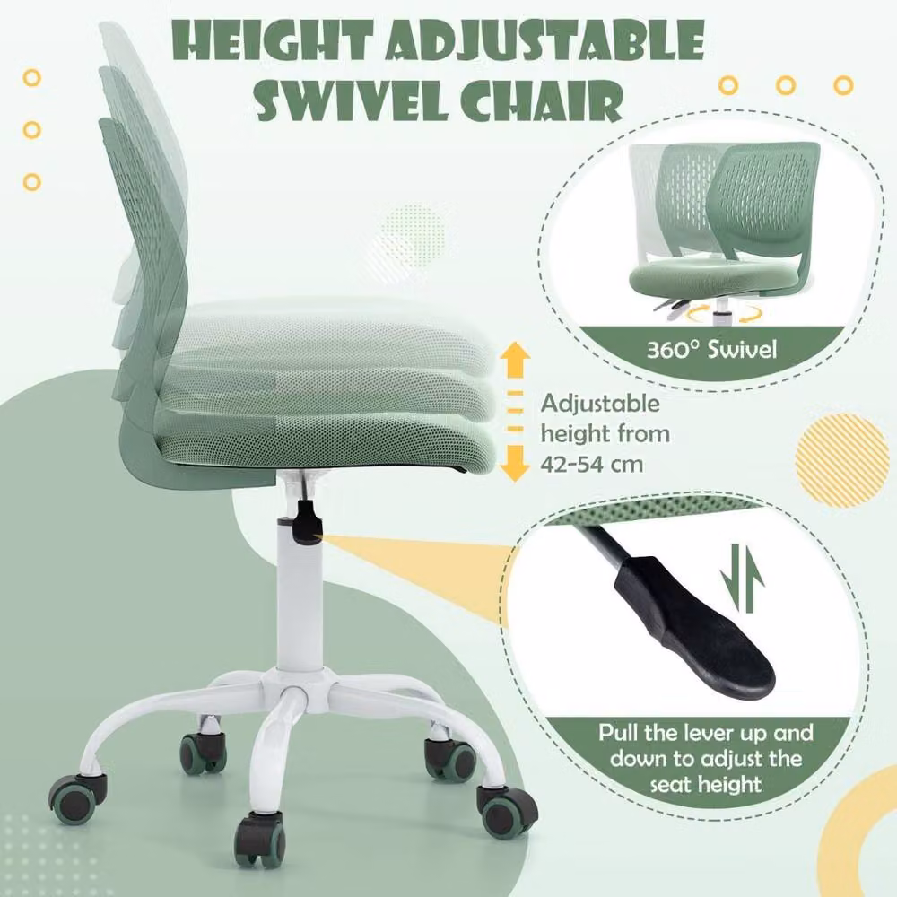 Costway Ergonomic Adjustable Childrens Study Chair in Green – 6