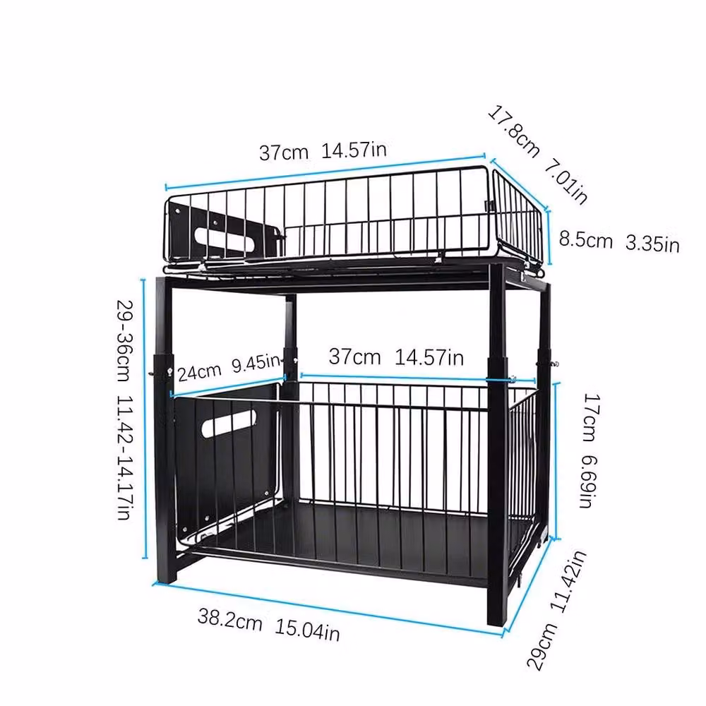 SPETLEK 2 Tier Black Steel Under Sink Storage Rack – 2