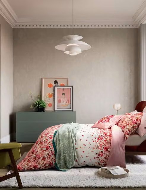 Ted Baker Floral Pressed Flowers Pure Cotton Bedding Set with Pillowcase, Multicolour, W: 180 cm x L: 200 cm