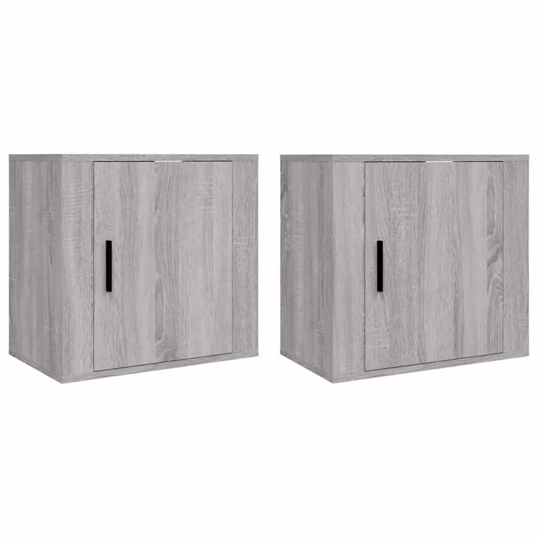 Berkfield Home Wall-mounted Bedside Cabinets, 2 Pack, Grey Sonoma, W: 50 cm, D: 30 cm, H: 47 cm