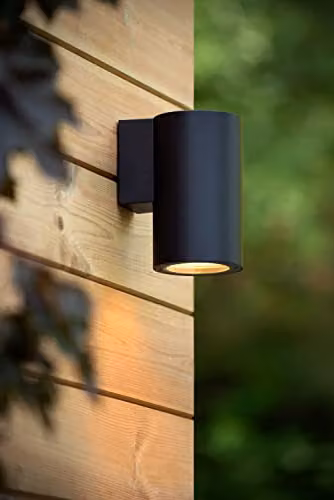 Lucide Volantis Modern Cylinder Wall Spotlight in Black for Indoor and Outdoor Use, IP54, E27 – 2