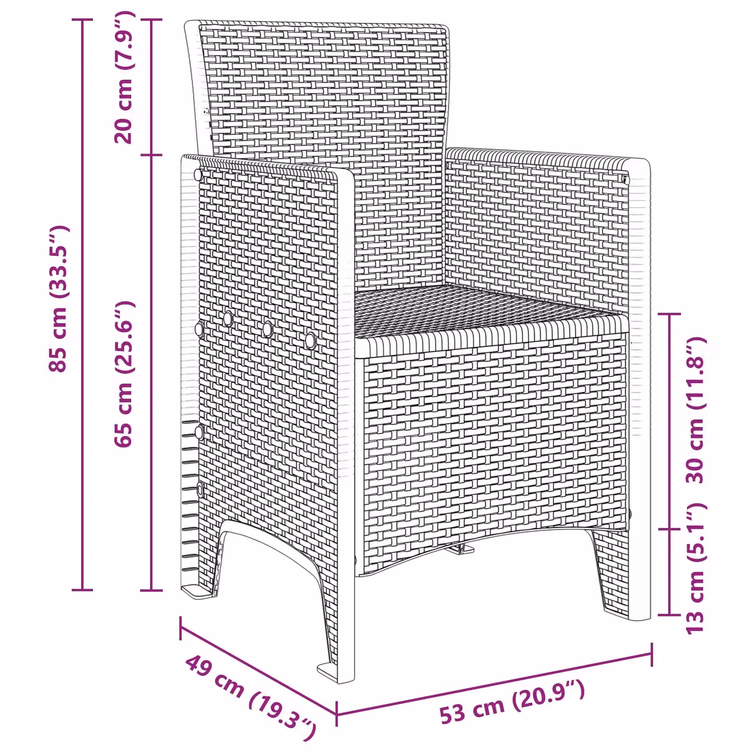 Berkfield Home Set of 2 Modern Anthracite Plastic Garden Chairs – 7