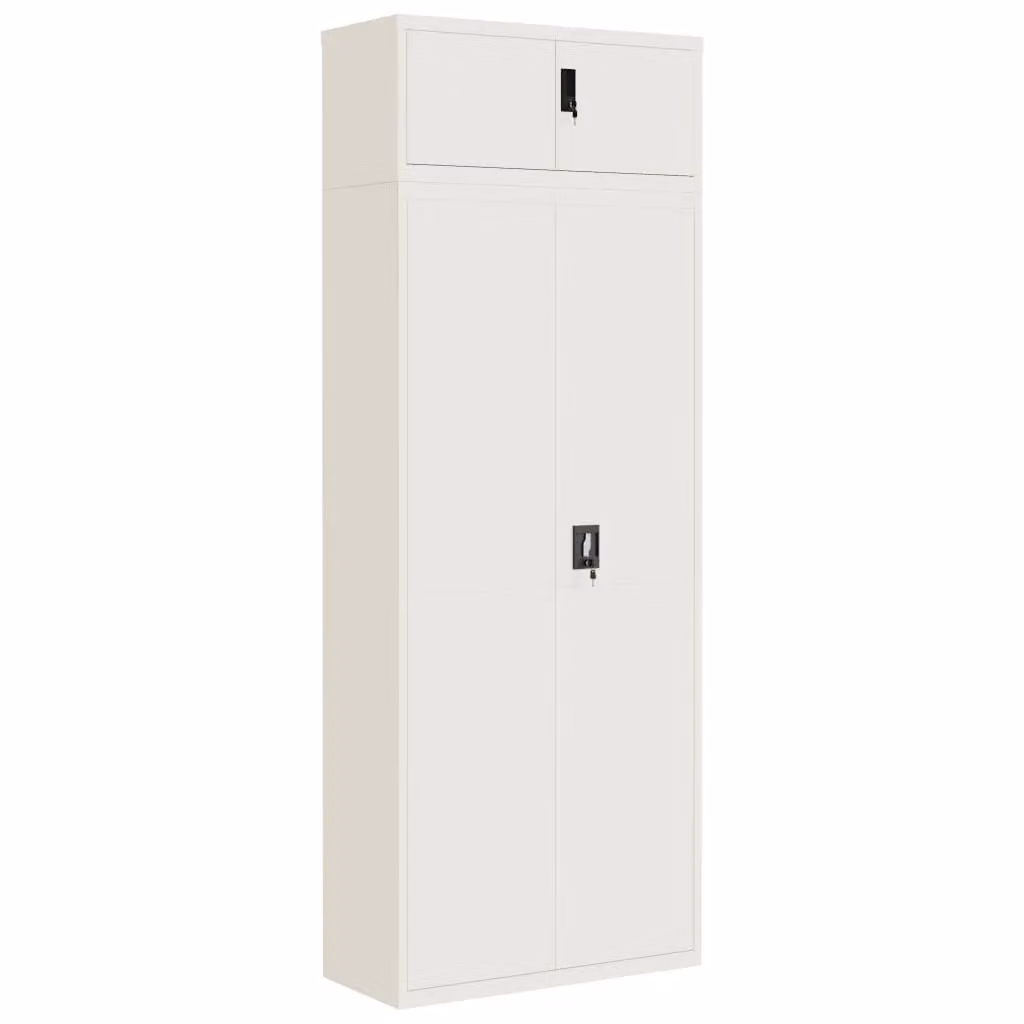 Berkfield Home White Steel File Cabinet with Hinged Doors and Adjustable Shelves, W/D/H: 90 x 40 x 240 cm – 2