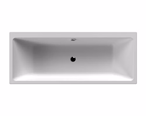 nuie Asselby NBA914 Modern Double Ended Square Straight Thin Edge Shower Bath, White, W/D: 180 x 80 cm – 1