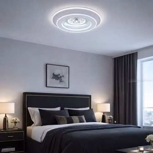 Globo Lighting LED Crystal Ceiling Light with Remote Control, Dimmable CCT and Timer, White and Chrome, Diameter: 46 cm – 5