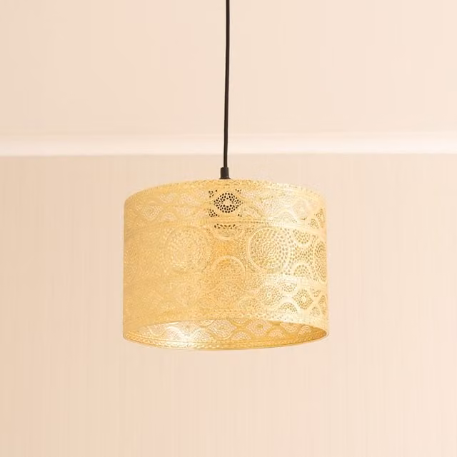 Casablanca Gold Easy Fit Metal Drum Lamp Shade in Gold/Brass