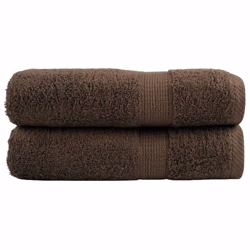 Berkfield Home SOLUND Premium Cotton Terry Shower Towels, 2 Pack, Brown, W: 70 cm, L: 140 cm, 600gsm – 2