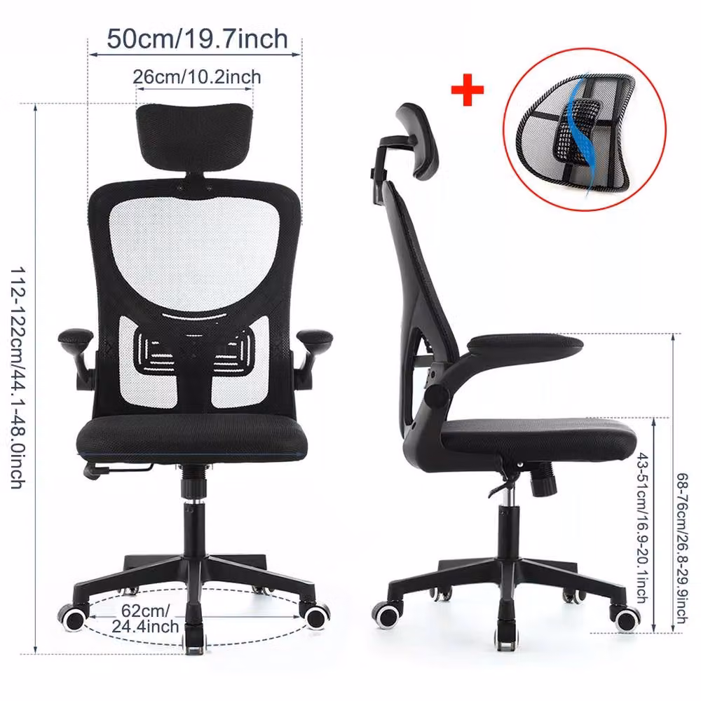 Kelvenix Ergonomic Mesh Office Chair in Black with Headrest and 360 Degree Swivel – 2