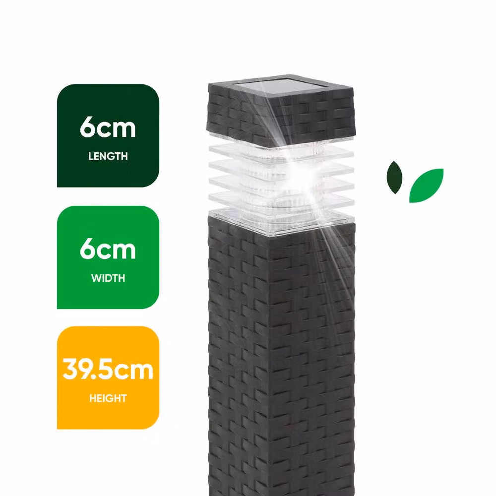 Gardenwize Pack of 4 Rattan Style Solar LED Garden Path Lights in Black with Warm White Light – 2