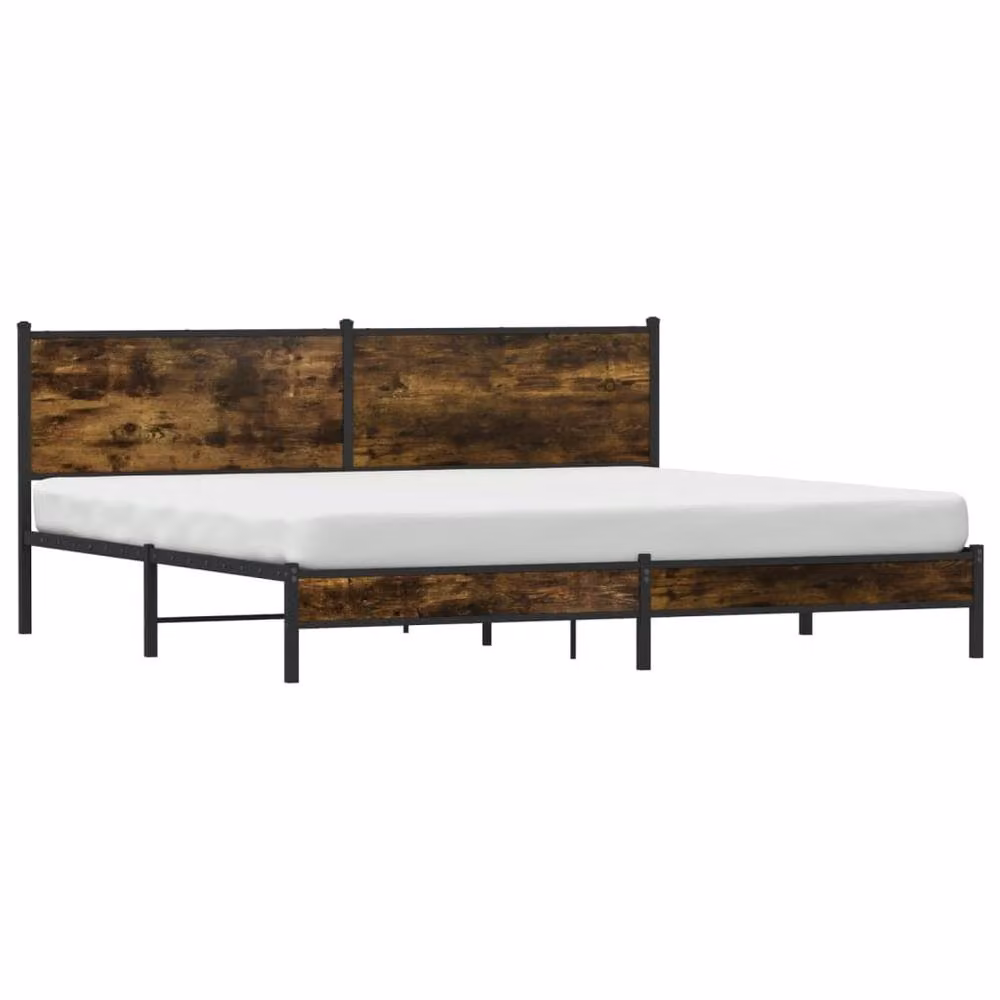 Berkfield Home Metal Bed Frame in Smoked Oak Brown W/D/H: 200 x 200 cm – 3