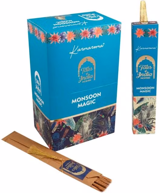 KDMD Tales of India Monsoon Magic Incense Sticks with Soothing Earthy and Fresh Floral Fragrance in Blue – 1