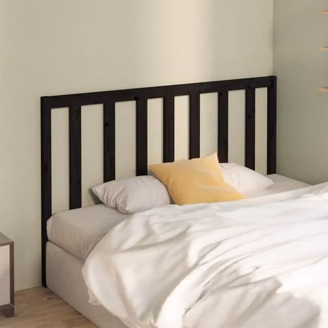 Berkfield Home Beautiful Solid Pine Bed Headboard, Black, W: 126 cm, D: 4 cm, H: 100 cm – 1