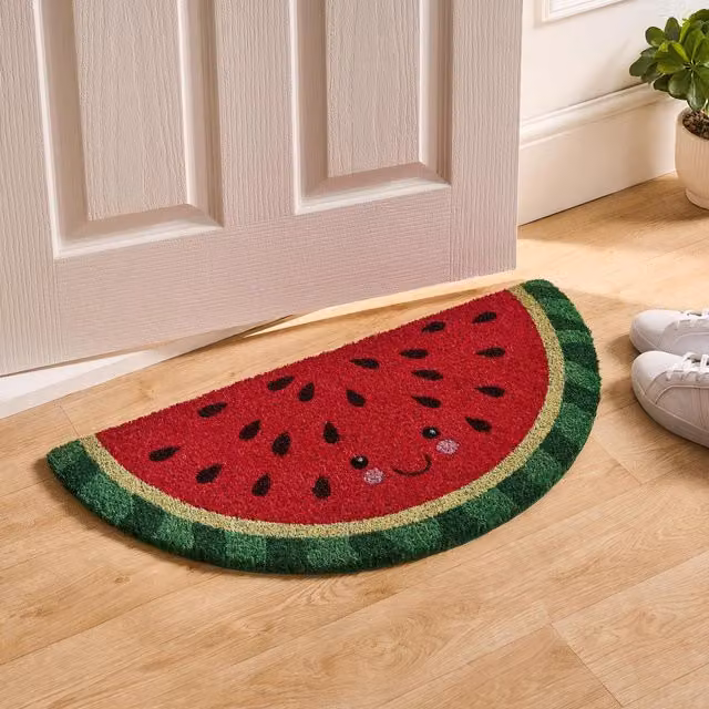 OHS Red and Green Watermelon Shaped Coir Doormat