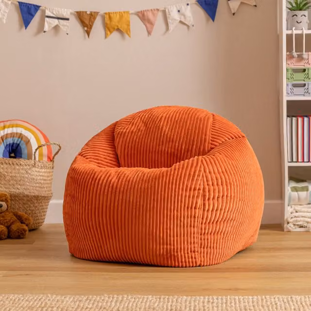 ICON Corduroy High Rest Kids Beanbag with Removable Cover in Terracotta Orange