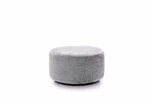 Abakus Direct Harriet Swivel Footstool in Grey Crushed Chenille, Diameter: 73 cm, Height: 40 cm – 1