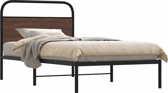 Berkfield Home Bed Frame in Brown Oak, W/D/H: 100 x 190 cm – 1