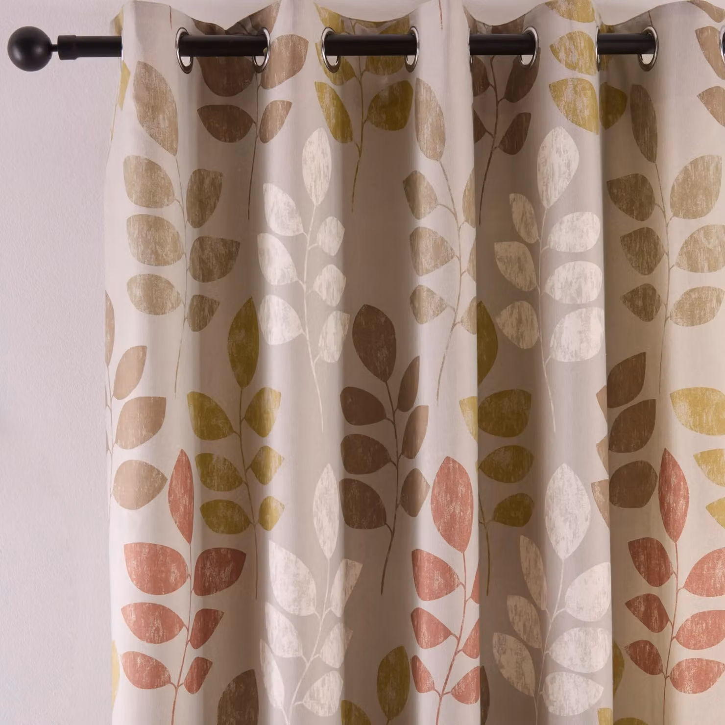 Portfolio Home Springfield Leaf Fully Lined Eyelet Curtain Set, 2 Panels, Natural, W: 229 cm, H: 229 cm – 2