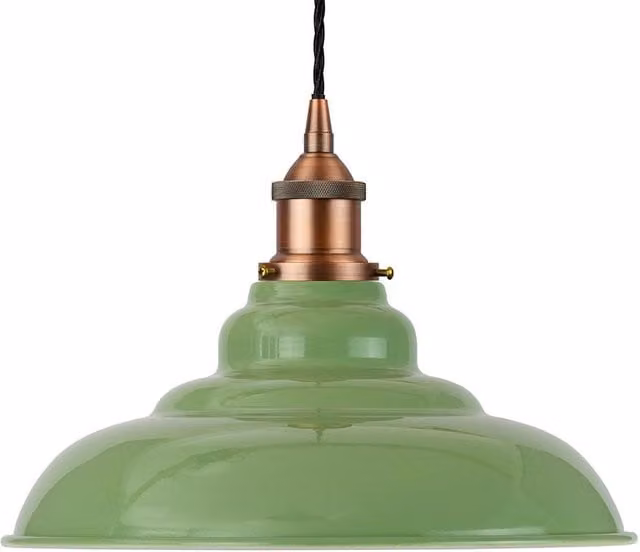 SE Home St Edmund's Pendant Light in Mint Green and Matt Antique Copper