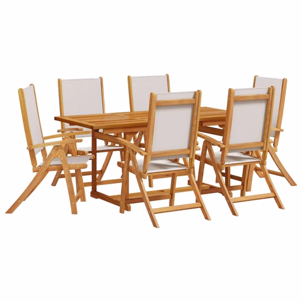 Berkfield Home 7 Piece Modern Garden Dining Set in Brown Oiled Acacia Wood and Textilene – 2