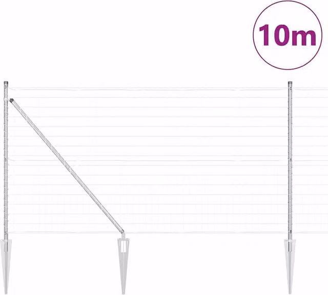Berkfield Home Modern Euro Fence with 13 Spike Posts, 1 x 25 m, Galvanised Steel in Silver – 1