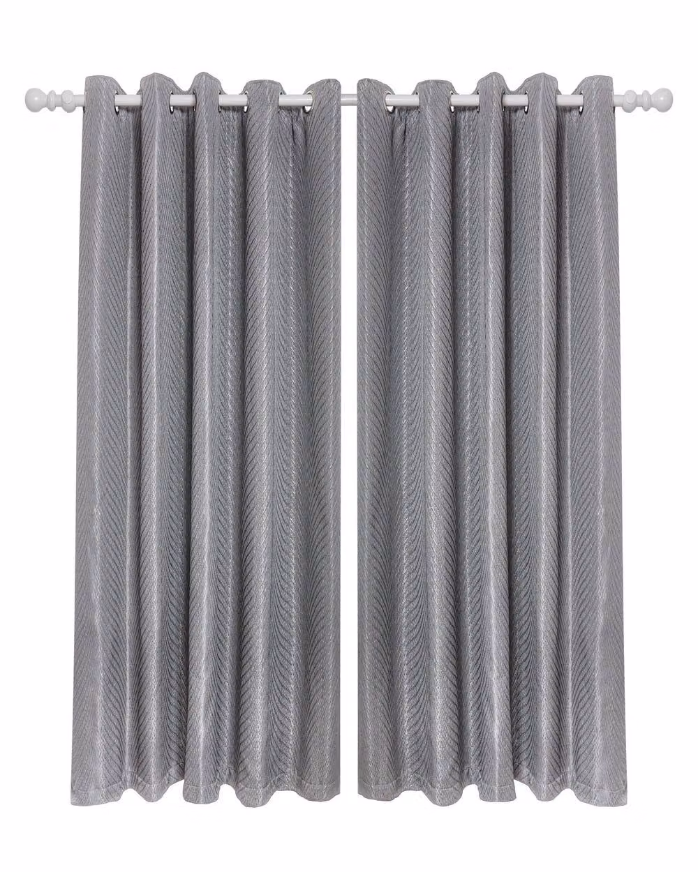 New Edge Blinds Wave Woven Jacquard Curtains in Navy and Charcoal, Width: 228 cm, Drop: 183 cm – 3