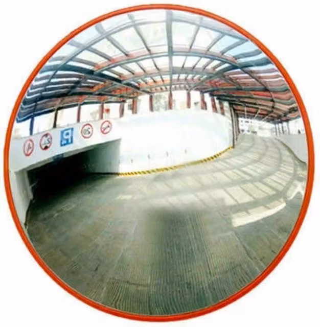 EONLION Orange 180 Degree Curved Convex Outdoor Road Mirror for Parking Lot Security, Diameter: 120 cm