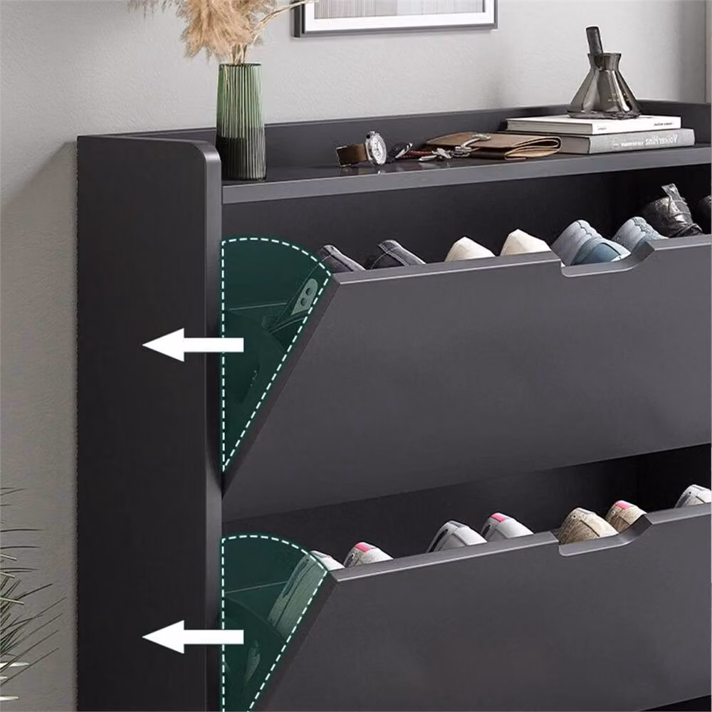 SPETLEK 2 Drawer Wooden Shoe Storage Cabinet Organiser in Black – 3