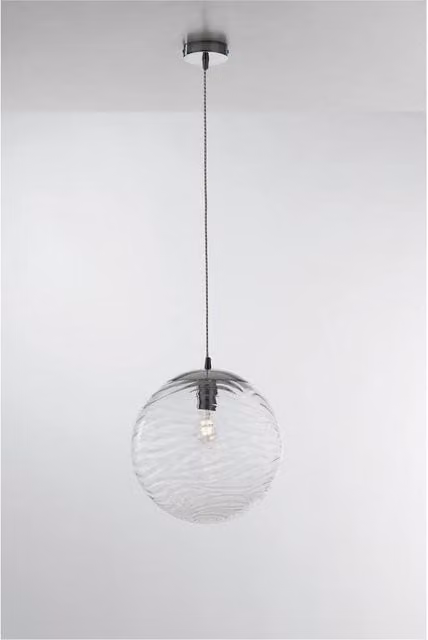 Netlighting Nereide Globe Glass Sphere Ceiling Pendant Light in Transparent and Silver with E27 Fitting