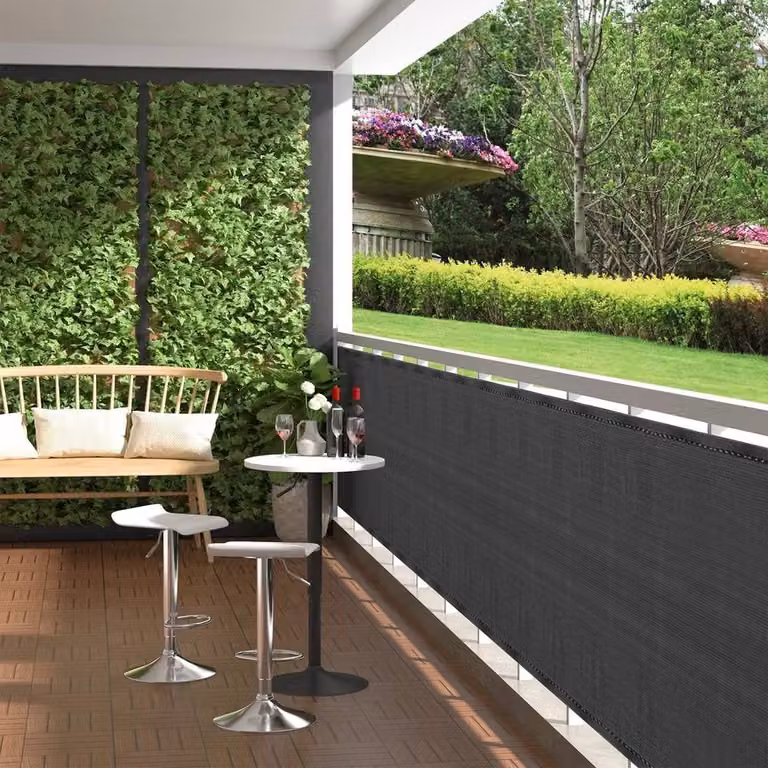NESTLUNE Black Semi-Transparent Mat Fence Screen Roll Privacy Fencing W/H: 100 x 80 cm