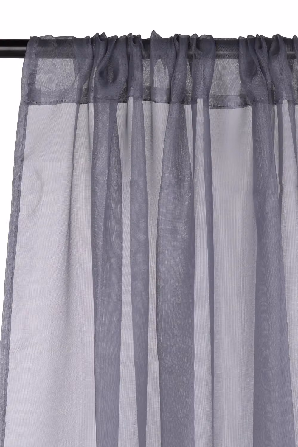 Neel Blue Semi-Transparent Voile Curtain Pair in Blue and Grey, 2 Panels, Width: 142 cm, Drop: 137 cm – 2