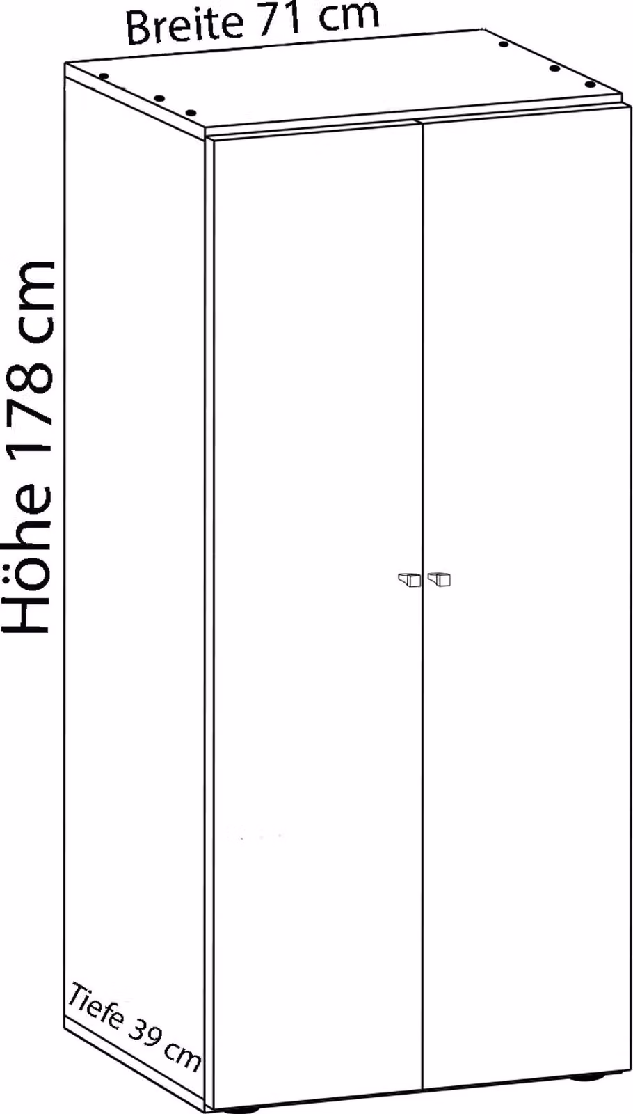 VCM Vandol Wardrobe Closet in White with Hinged Doors, H 178 x W 70 x D 40 cm – 3