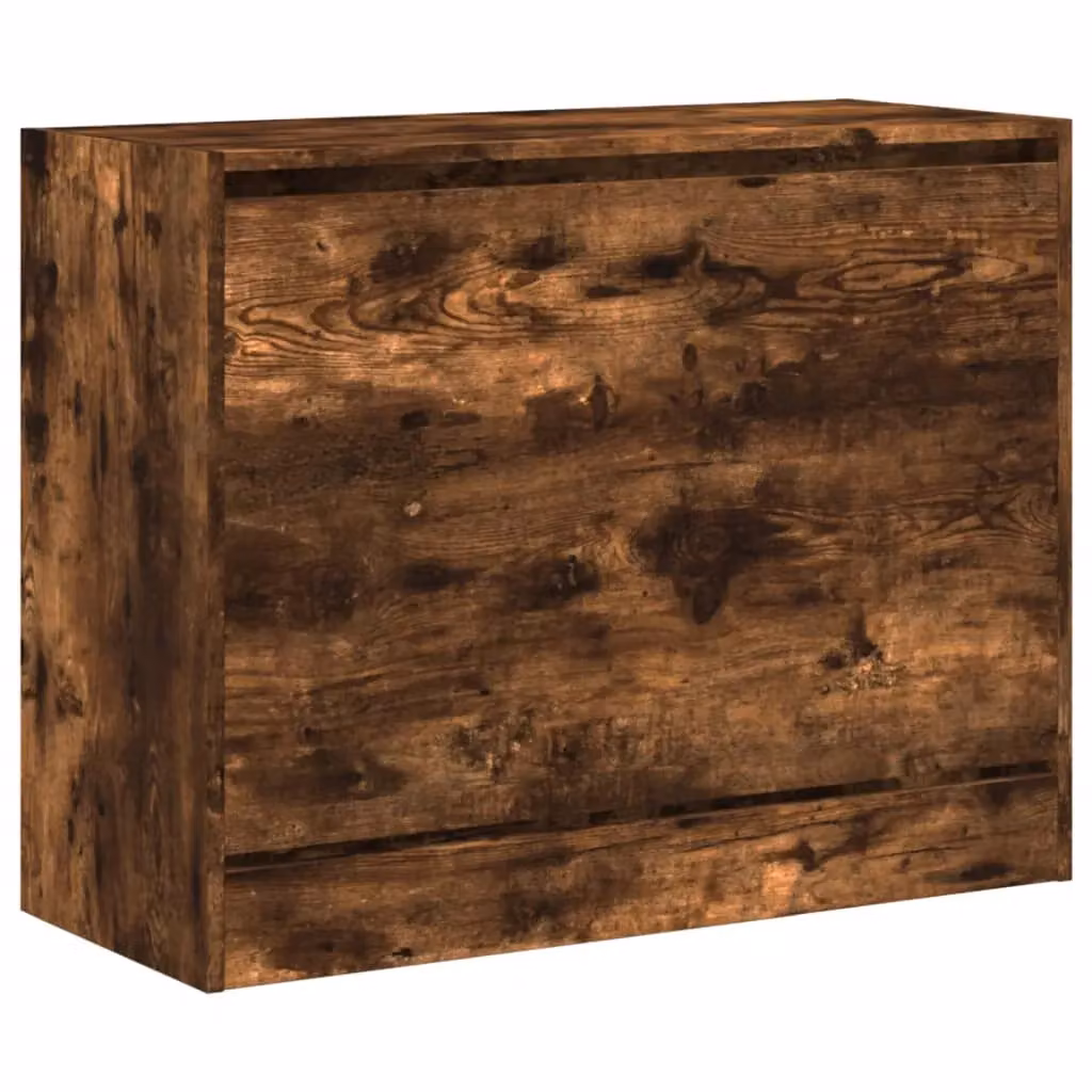 Berkfield Home Smoked Oak Shoe Cabinet in Brown, W/D/H: 80 x 34 x 63 cm – 4