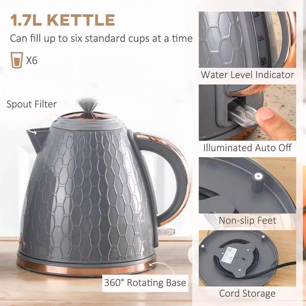 STILVORA Kettle and Toaster Set in Grey – 5