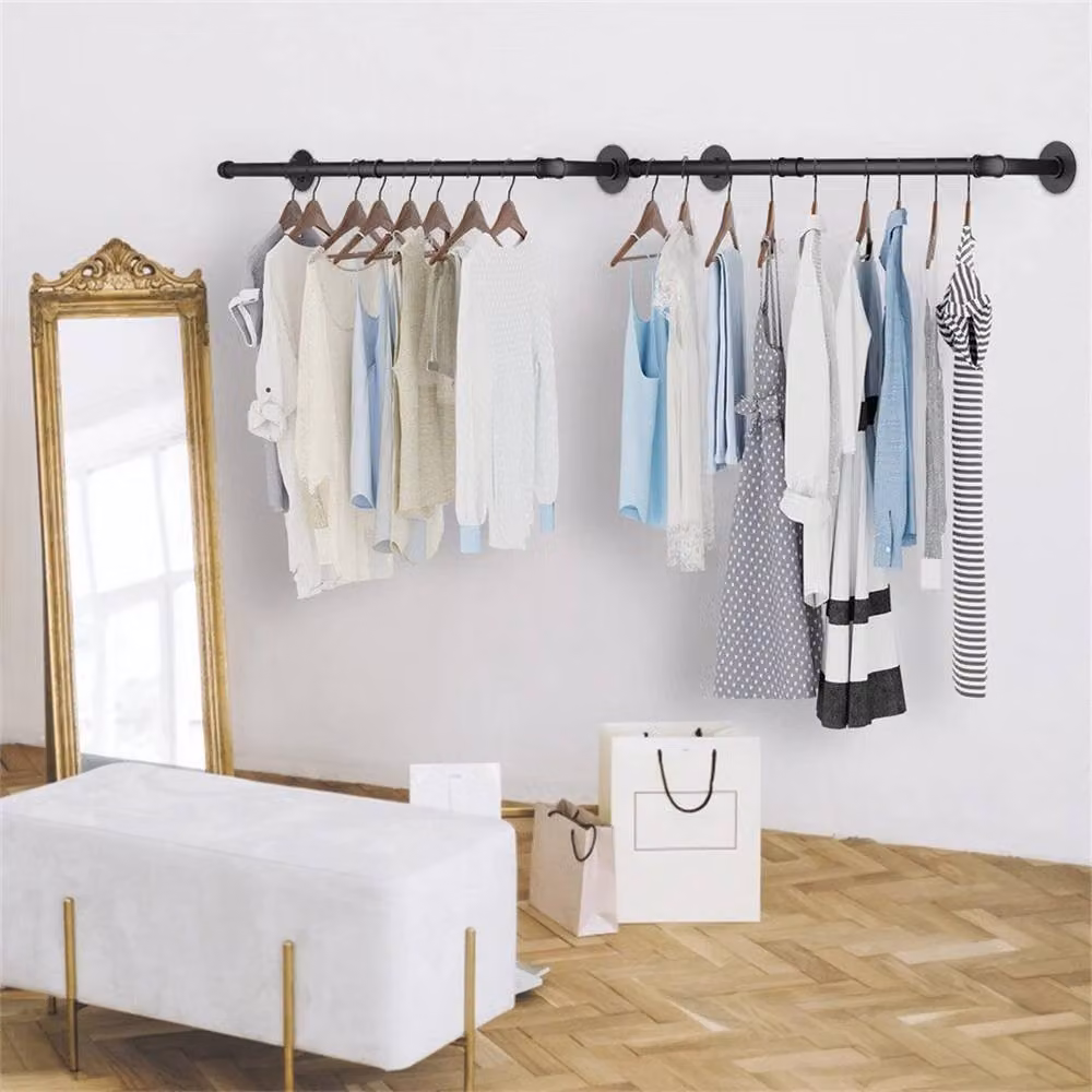 KORVIXA Industrial Metal Pipe Clothes Rail in Matt Black – 3