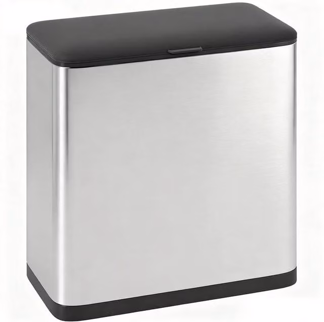 KORVIXA 8L Silver Stainless Steel Hanging Kitchen Bin with Flip Lid and Removable Inner Bucket