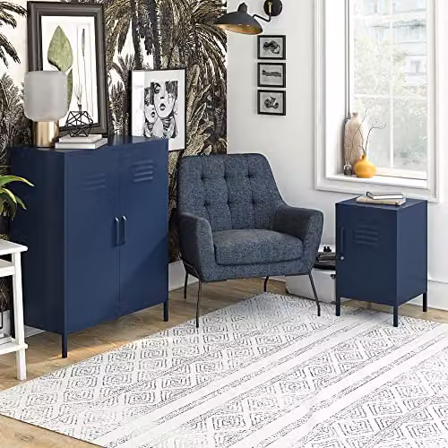 DHP Furniture Bradford 2 Door Metal Storage Cabinet, Blue, W/D/H: 101.5 x 40.0 x 80.0 cm – 5