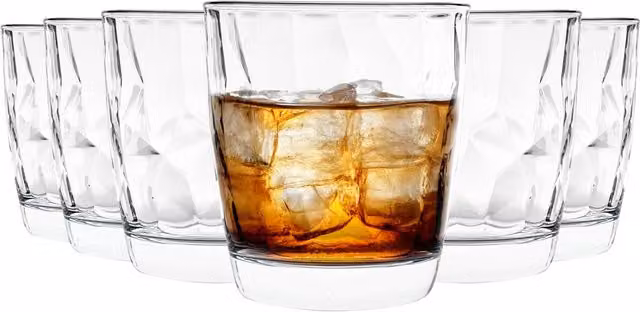Bormioli Rocco Diamond Geometric Tumbler Water Glasses, Transparent, 300 ml, Pack of 24 – 1