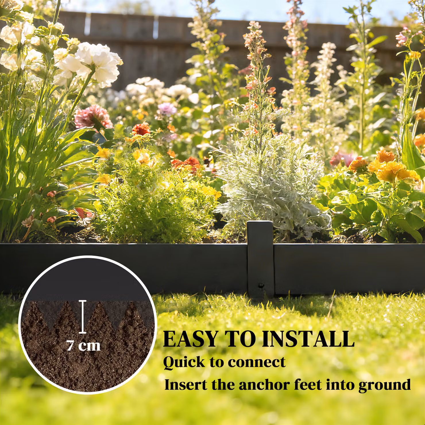 Outsunny 5-Piece Metal Picket Garden Fence Panels, Black, H x W: 115 x 15 cm – 4