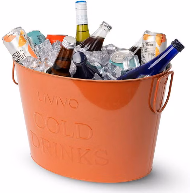 LIVIVO Galvanised Steel Drinks Bucket in Coral – 1