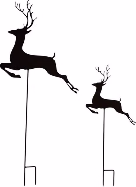 Four Candle Set of 2 Black Metal Reindeer Garden Stakes, Height: 70 cm – 1