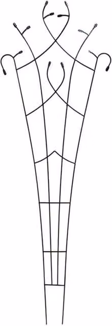 Primrose Black Powder-Coated Metal Forged Fan Design Trellis with Leaves, Height: 203 cm
