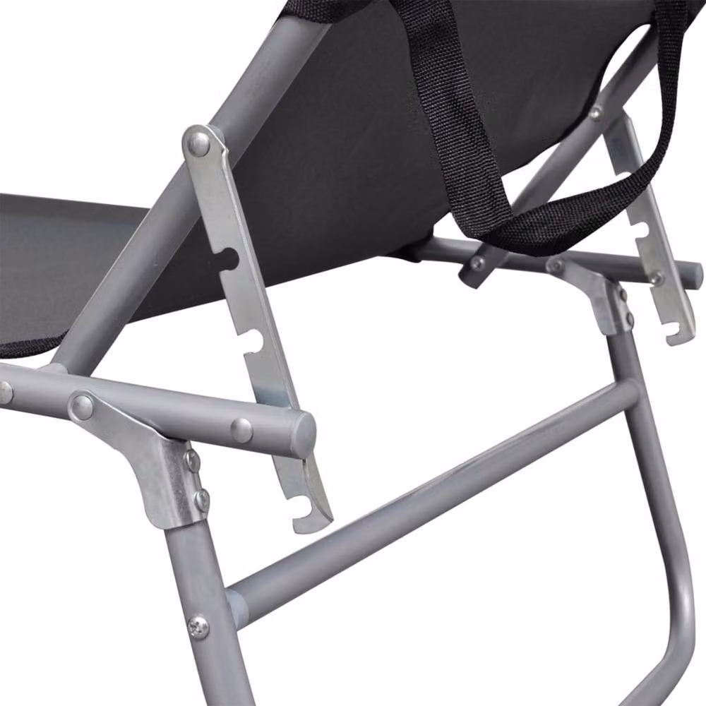 Berkfield Home Folding Sun Lounger with Canopy in Grey Powder Coated Aluminium – 3