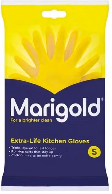 Marigold Extra-Life Kitchen Gloves Small, Yellow and Multicolour