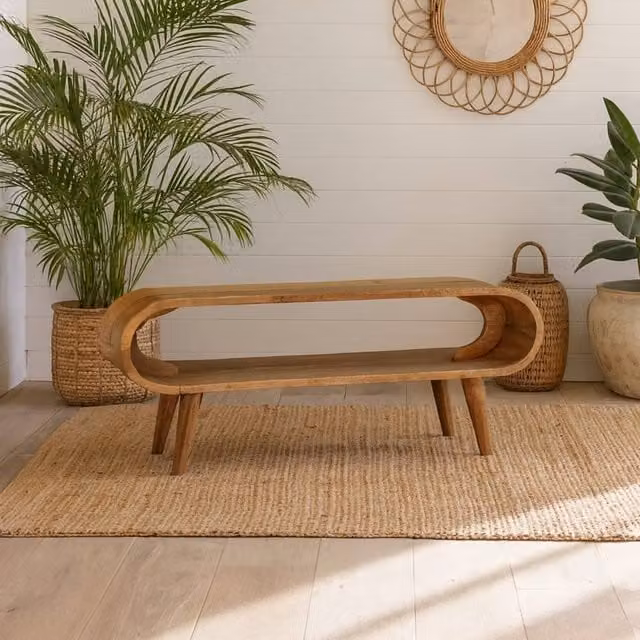 Wyld Haus Porquerolles Nordic Oak and Mango Wood Open Coffee Table, Brown, W/D/H: 90 x 40 x 35 cm