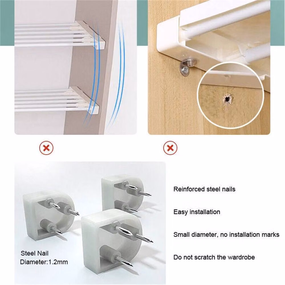 NESTLUNE 5 Piece Extendable Plastic Closet Cupboard Storage Organizer Shelf Set in White, W: 100 cm, D: 60 cm – 3