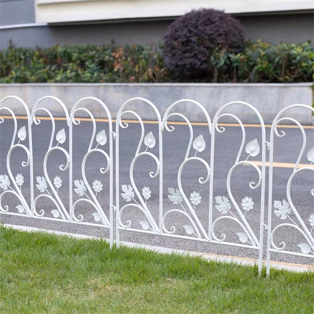 Kelvenix Metal Picket Border Garden Fence, 5 Panels, White, 0.6m2 – 2